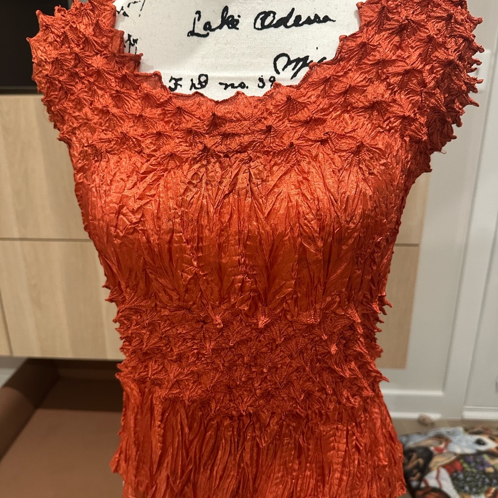 Textured Orange Sleeveless Top SUPER STRETCHY S/M